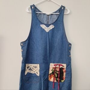 Country Pickins Denim Patchwork Overall Dress Women's Size M Country Cottagecore